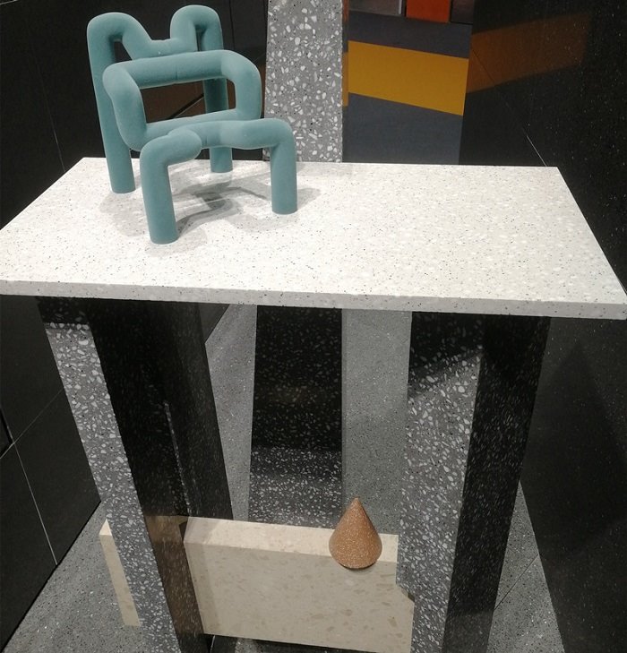 pearl white terrazzo slab decoration