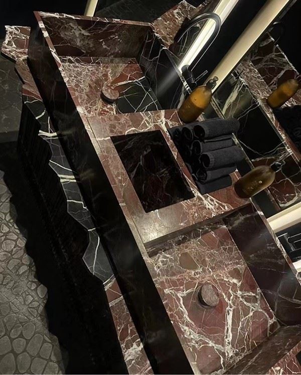 Rosso Levanto marble vanity top