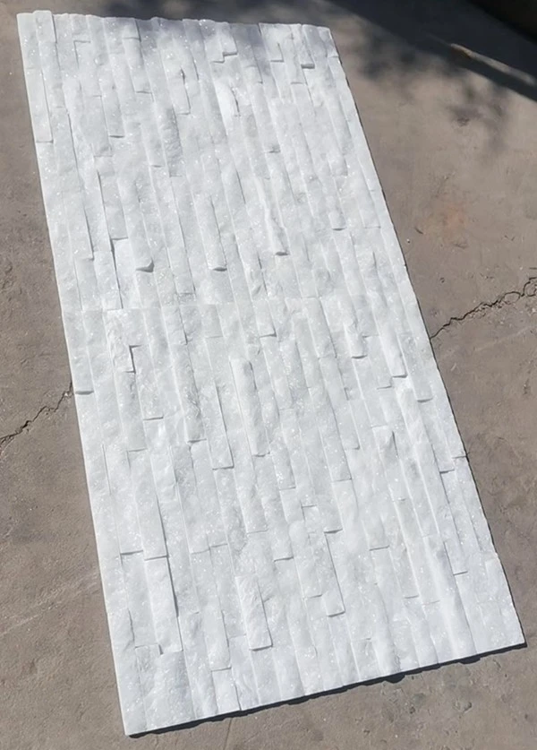White Quartzite Stacked Wall Stone Pattern